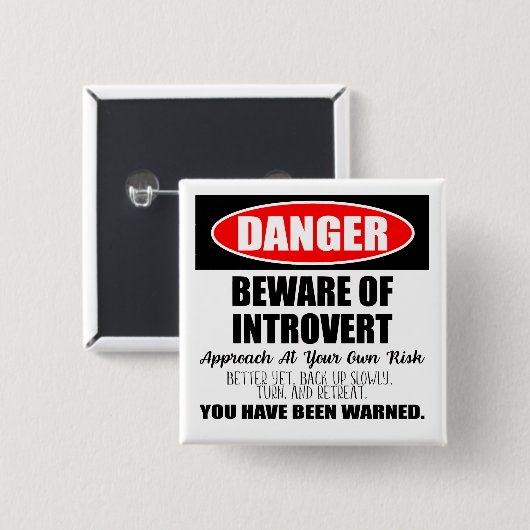 Badge Carré 5 Cm Danger Attention au panneau Introvert (Devant & derrière)