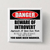 Badge Carré 5 Cm Danger Attention au panneau Introvert (Devant)