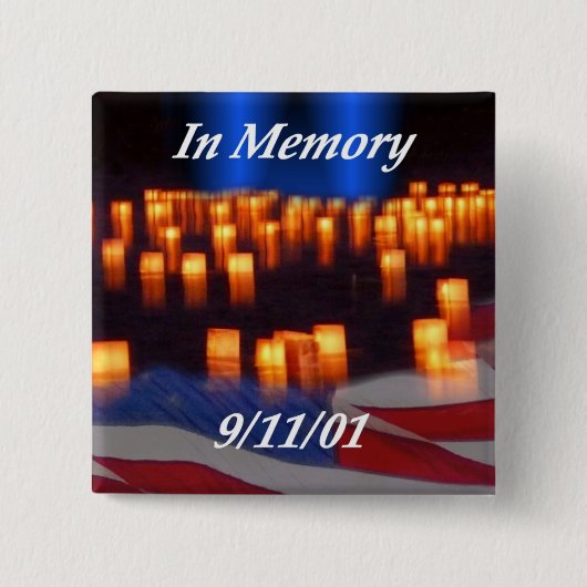 Badge Carré 5 Cm Dans la mémoire de 9/11 ! (Devant)