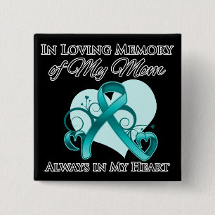 Badge Carré 5 Cm Dans la mémoire de ma maman - Cancer ovarien