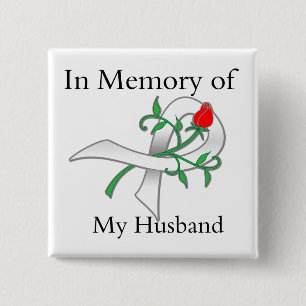 Badge Carré 5 Cm Dans la mémoire de mon mari - cancer de poumon