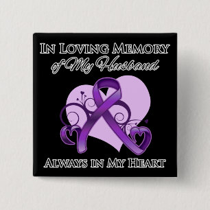 Badge Carré 5 Cm Dans la mémoire de mon mari - Cancer pancréatiqu