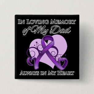 Badge Carré 5 Cm Dans la mémoire de mon papa - Cancer pancréatiqu