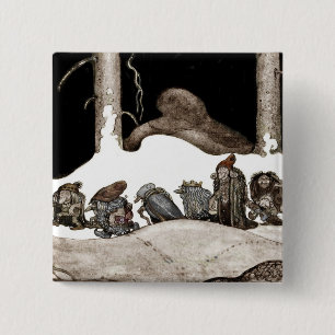 Badge Carré 5 Cm Dans la nuit de Noël Tomte-Nisse
