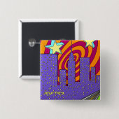 Badge Carré 5 Cm "Dans la ville " (Devant & derrière)