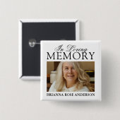 Badge Carré 5 Cm Dans Love Memory Funeral Photo (Devant & derrière)