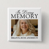 Badge Carré 5 Cm Dans Love Memory Funeral Photo (Devant)