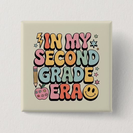 Badge Carré 5 Cm Dans Mon deuxième année d'études 2e année d'enseig (Devant)