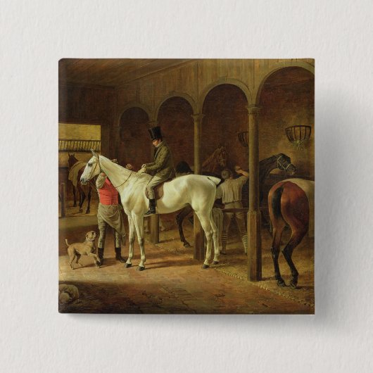 Badge Carré 5 Cm Dans une écurie (Devant)