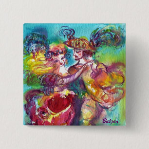 Badge Carré 5 Cm DANSE CARNIVALE Vénétie Masquerade Ball