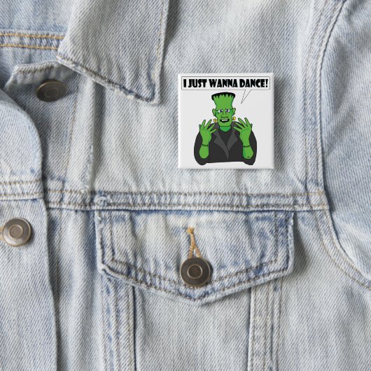 Badge Carré 5 Cm Danse de FRANKENSTEIN (En situation)