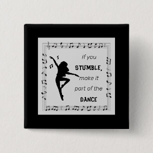 Badge Carré 5 Cm Danse inspiration citation notes musicales noir