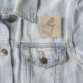 Badge Carré 5 Cm Danseur ajustant sa pantoufle (En situation)