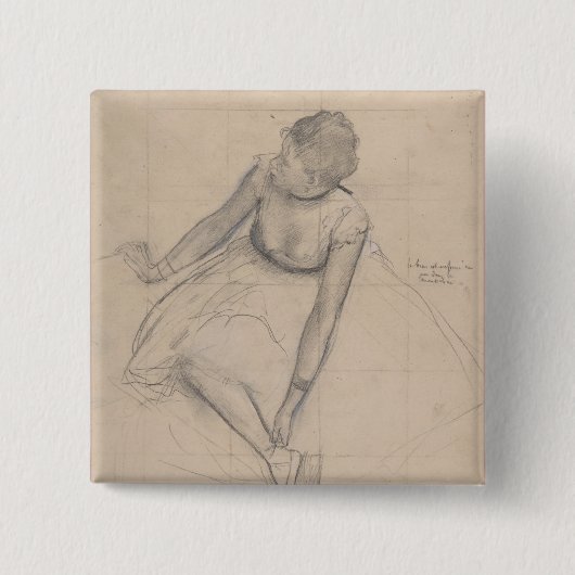 Badge Carré 5 Cm Danseur ajustant sa pantoufle (Devant)