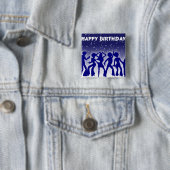 Badge Carré 5 Cm Danseurs de disco de joyeux anniversaire (En situation)
