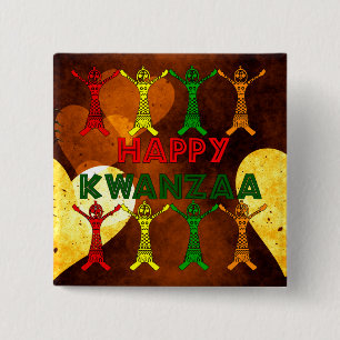 Badge Carré 5 Cm Danseurs de Kwanzaa