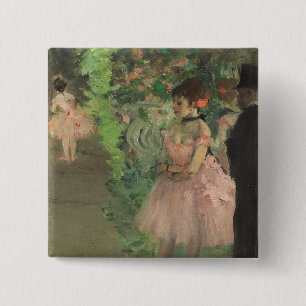 Badge Carré 5 Cm Danseurs d'Edgar Degas à l'arrière plan,