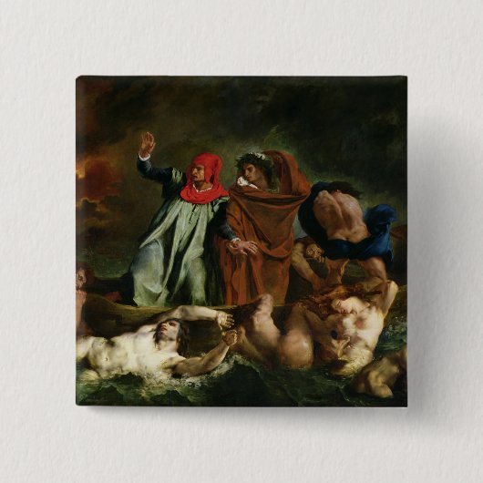 Badge Carré 5 Cm Dante et Virgil dans la pègre, 1822 (Devant)