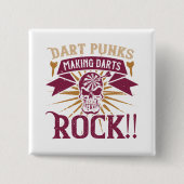 Badge Carré 5 Cm Darts - Dart Punks Fabriquant Darts Rock! (Devant)