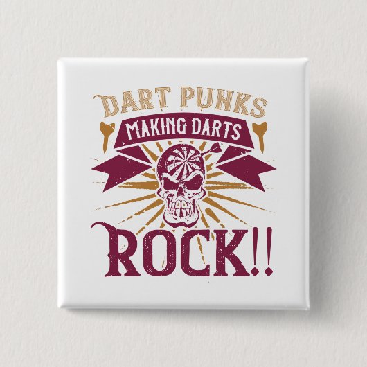 Badge Carré 5 Cm Darts - Dart Punks Fabriquant Darts Rock! (Devant)