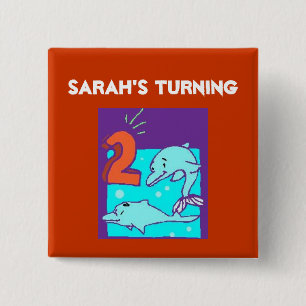 Badge Carré 5 Cm Dauphins du 2e anniversaire