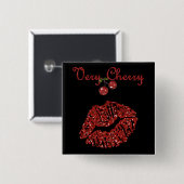 Badge Carré 5 Cm De RAB de rockabilly baiser de cerise très (Devant & derrière)