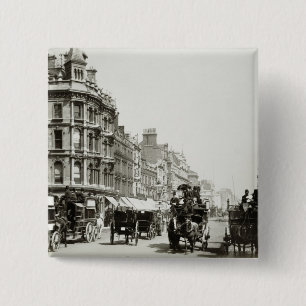 Badge Carré 5 Cm De vue rue d'Oxford vers le bas, Londres (photo de