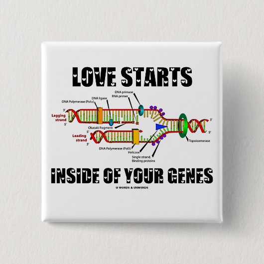Badge Carré 5 Cm Débuts d'amour à l'intérieur de vos gènes (Devant)