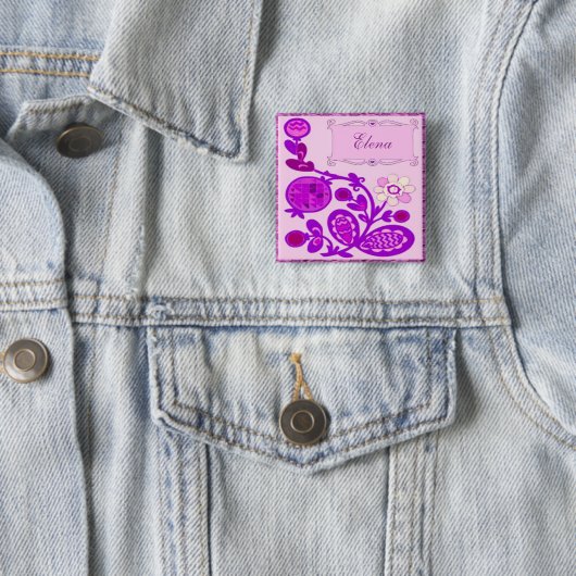 Badge Carré 5 Cm Déco Fleurs Nommées (En situation)