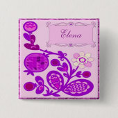 Badge Carré 5 Cm Déco Fleurs Nommées (Devant)