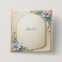 Decorative Floral Frame with Pearls Button