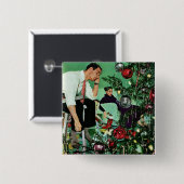 Badge Carré 5 Cm Découpage de l'arbre (Devant & derrière)