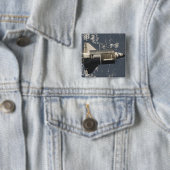 Badge Carré 5 Cm Découverte de la navette spatiale 5 (En situation)