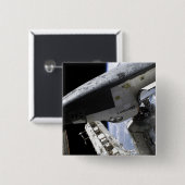 Badge Carré 5 Cm Découverte de navette spatiale ancrée (Devant & derrière)