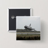 Badge Carré 5 Cm Découverte de navette spatiale approche l'atterris (Devant & derrière)