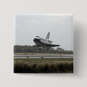 Badge Carré 5 Cm Découverte de navette spatiale approche l'atterris