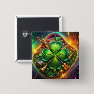 Badge Carré 5 Cm Découvrez l'harmonie parfaite du Shamrock, de la m