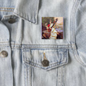 Badge Carré 5 Cm Déesse indoue Saraswati (En situation)