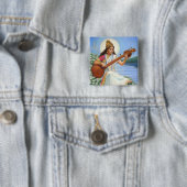 Badge Carré 5 Cm Déesse Sarasvati (En situation)