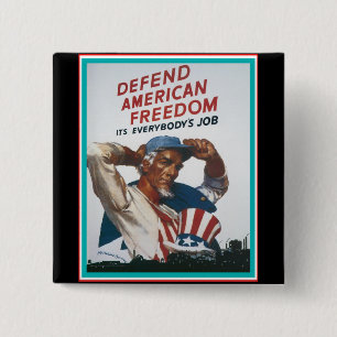 Badge Carré 5 Cm Défendez la liberté américaine