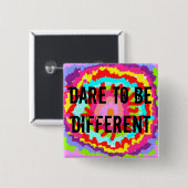 BADGE CARRÉ 5 CM DÉFI À ÊTRE DIFFÉRENT (Devant & derrière)