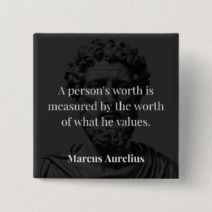 Badge Carré 5 Cm Définir une valeur : Marcus Aurelius sur les valeu