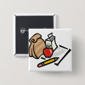 Badge Carré 5 Cm Déjeuner scolaire (Devant & derrière)
