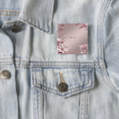 Badge Carré 5 Cm Delicate Pink Floral Button (En situation)