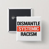Badge Carré 5 Cm Démanteler le racisme systémique (Devant & derrière)