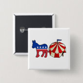 Badge Carré 5 Cm Démocrate Donkey Circus (Devant & derrière)