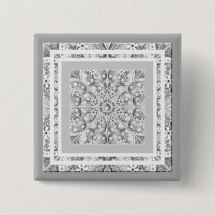 Badge Carré 5 Cm Dentelle en céramique Gris