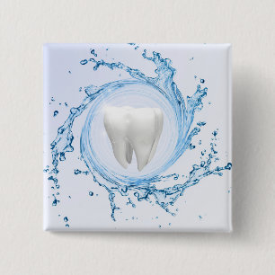 Badge Carré 5 Cm Dentiste Dental Dental Dental Water Professionnel