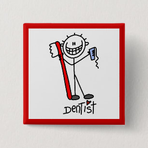 Badge Carré 5 Cm Dentiste en bonhomme allumette de base