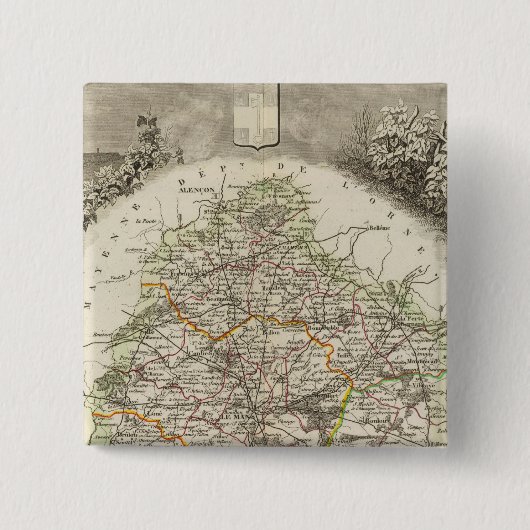 Badge Carré 5 Cm Dept De La Sarthe (Devant)